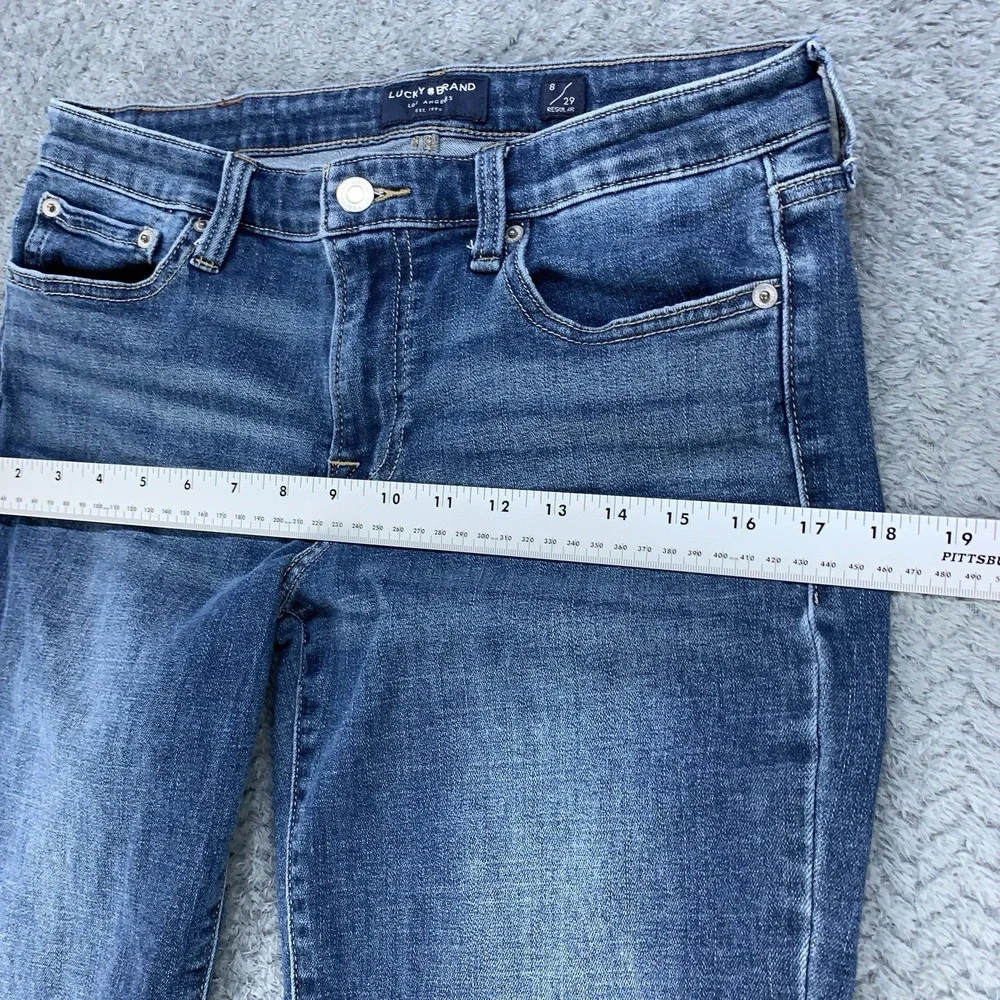 Lucky Brand Sweet Straight Jeans Womens 8/29 Blue Denim Mid Rise Crop Raw Hem